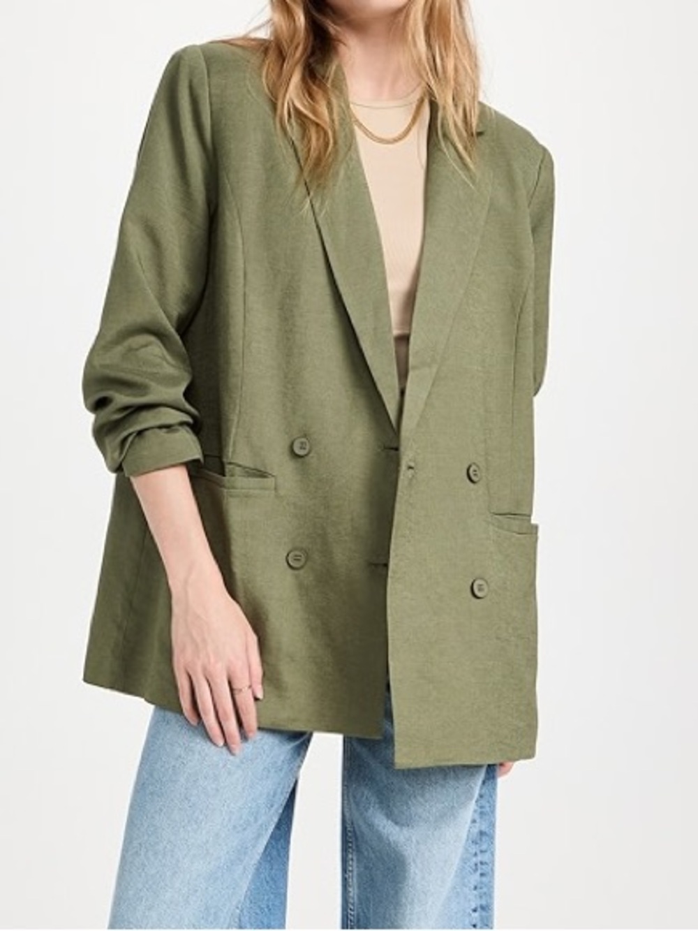 Lioness La Quinta Olive Double-Breasted Blazer